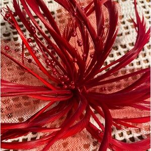 Beautiful red feather clip for date night/ evening or possibly a great costume.